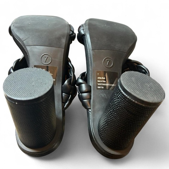 Women’s Black Braided Sandals – Size 7 | Chunky Round Heel Like New | a. New Day - Picture 7 of 8